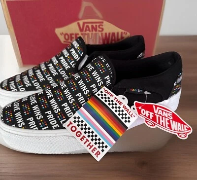 Vans Asher Tenis Orgullo Zapatos sin cordones Brillo 500714 Monopatín Mujer Talla 6.5 Foto 1 de 4