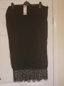 Boohoo Womens 22 BNWT Black Spotted Overlay Net Skirt. Elasticated Waist. - Picture 1 of 6