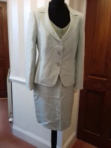 PLANET Pale Aqua Tailored Silk 3-piece Skirt Suit with Top Size 10/12 - Picture 1 of 17