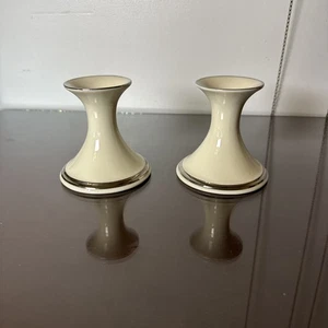 Vintage Lenox USA "ewig" Elfenbein mit Platinrand Kerzenständer nie benutzt - Bild 1 von 15