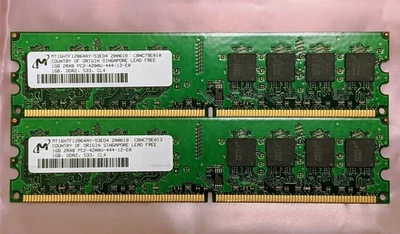 2GB 2x1GB PC2-4200 MICRON MT16HTF12864AY-53ED4 DDR2-533 Desktop Ram Memory Kit - Image 1 of 3