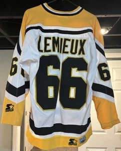 Vintage 90s Starter Pittsburgh Penguins NHL Mario Lemieux Hockey Jersey- Medium - Picture 1 of 6