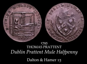 Medio penique Dublin Prattent Conder D&H 15 - Imagen 1 de 3