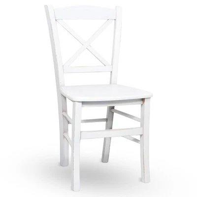 OKAFFAREFATTO Sedia da pranzo Venezia croce in legno bianco anticato con finitura ciliegio
