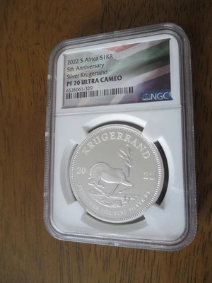 2022 S. Africa Silver Krugerrand Proof 5th Anniversary NGC PF70 ULTRA CAMEO - Image 1 of 3