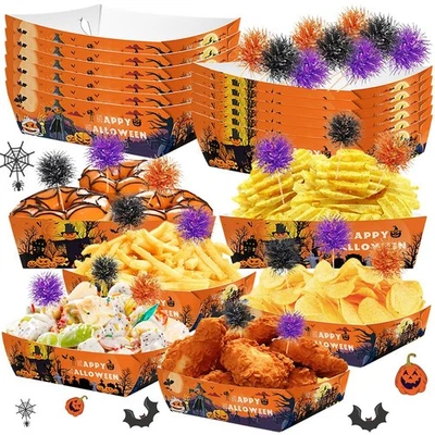 Bandejas de comida de papel desechables para fiesta de Halloween 72 piezas tablero de charcutería de almacenamiento Foto 1 de 4