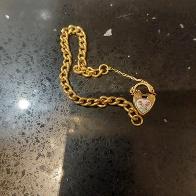 Old Rolled Gold Enamel Heart Bracelet - Image 1 of 2