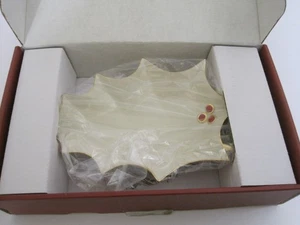 Lenox For the Holidays Ivory w/ Gold Trim Holly Leaf Christmas Candy Dish NIB - Picture 1 of 9