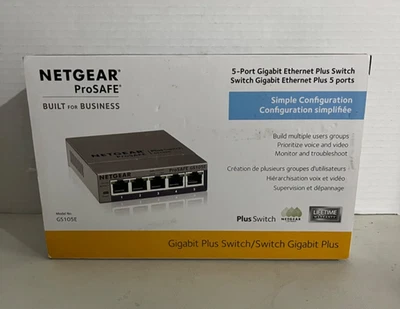 NETGEAR ProSAFE GS105E 5-Port Gigabit Ethernet Plus Switch Managed Plus Network - Image 1 of 4