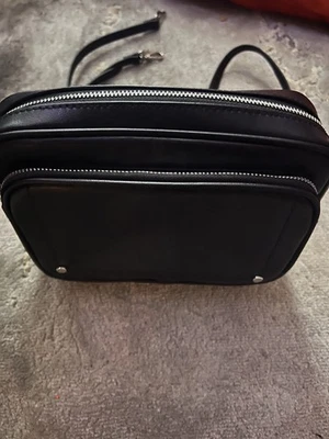 H&M Black Leather Crossbody Bag with Double Zipper Pockets NWOT! - Image 1 of 4