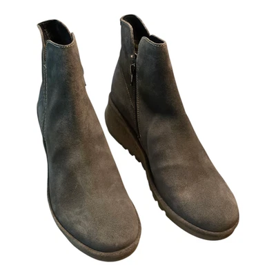 Fly London Nilo Ankle Wedge Oil Suede Bootie Womens Size 42 US Size 11 Gray - Image 1 of 4
