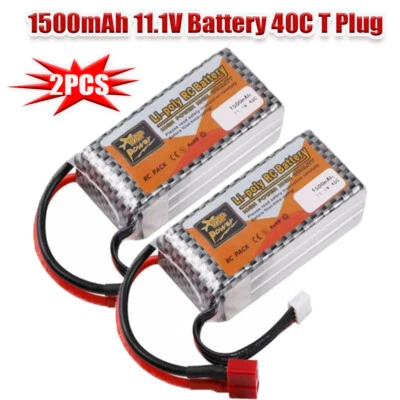 2 x 1500mAh 11,1V Batterie 763423 T Stecker RC Auto Flugzeug Hubschrauber Drohne - Bild 1 von 4