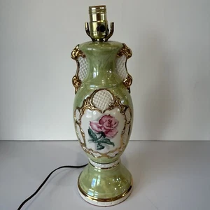 Vintage Green Art Deco Style French Ceramic Urn Boudoir Table Lamp 17” - Picture 1 of 14
