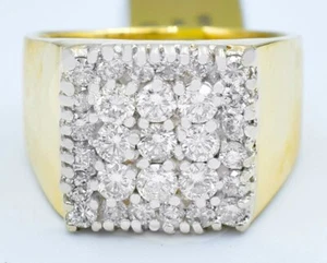 GENUINE 1.25 Cts DIAMOND MEN'S RING 14K YELLOW GOLD - New With Tag - Picture 1 of 4