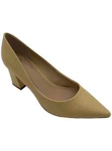Marc Fisher LTD Leather Block Heel Pumps Zala Natural - Picture 1 of 3