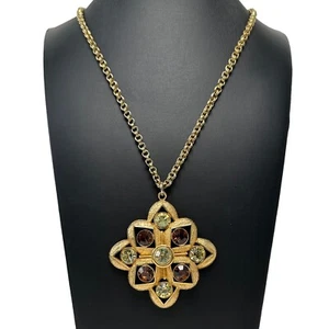 Vintage Sarah Coventry goldfarben Malteser Stil Kreuz Strass Anhänger Halskette - Bild 1 von 9