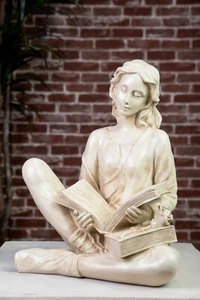 20 in H Reading Lady Art Sculpture Garden Home Decor Resin Statue Figure - Picture 1 of 3