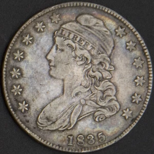 1835 Capped Bust Half Dollar XF Small Date Tone US Mint 50 Cent Silver Coin Rare - Picture 1 of 4