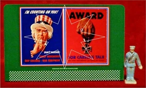 WWII PROPAGANDA "CARELESS TALK" #122D ___O/S SCALE TINPLATE BILLBOARD - Bild 1 von 3