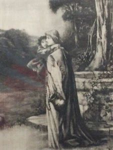 Victorian Edwardian Early Antique Detailed Portrait Print On Silk (Lot D) - Picture 1 of 3