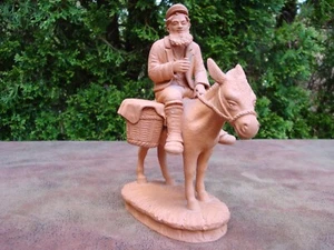 Vintage 6-1/4" Terra Cotta Man on Donkey Figurine by S. Placenti (Italy) - Picture 1 of 13