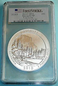 2010-P YOSEMITE NP ATB 5 OZ. SILVER COIN- PCGS HIGH GRADE (FIRST STRIKE) SP-69 - Picture 1 of 4