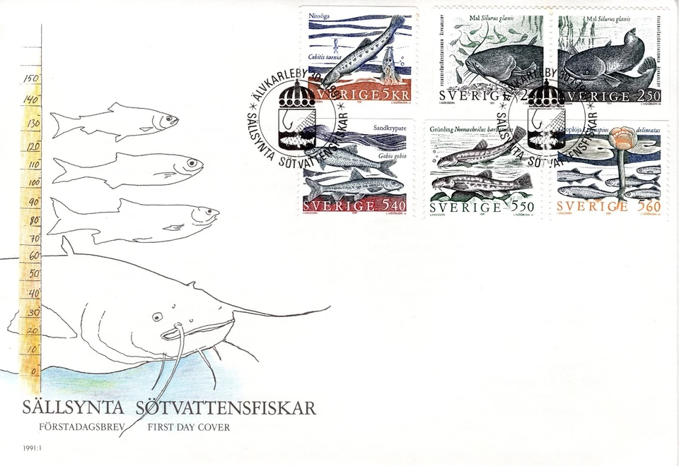 SWEDEN FDC FISH 1991 ISSUE - Image 1 of 1