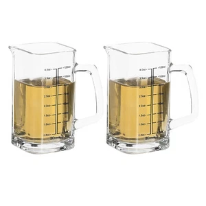 2 Pcs 4 Oz/120ml Scaled Glass Measuring Cup with Handle V-shaped Spout,Clear/Red - Picture 1 of 6