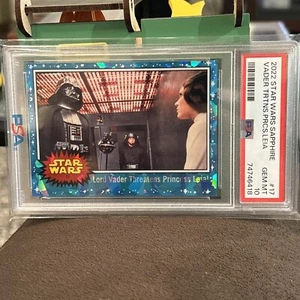 2022 Star Wars Sapphire #17 Lord Vader bedroht Prinzessin Leia! PSA 10 GEM MT - Bild 1 von 2
