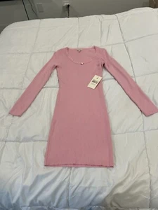NWT ❗️, Pink Snug sweater midi dress With Lace Detail size Large - Ultra Soft - Picture 1 of 3