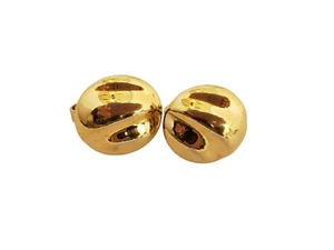 Pendientes Clip Círculo Botón Ondulado Tono Oro Brillante Trifari De Colección - Imagen 1 de 6