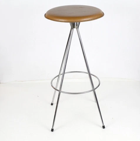 Vintage  Retro Chrome Bar Stool Padded Vinyl Cover