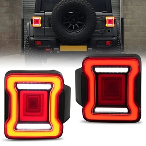 Pair For 2018-2023 Jeep Wrangler JL LED Tail Lights Rear Brake Turn Signal Lamps - Picture 1 of 10