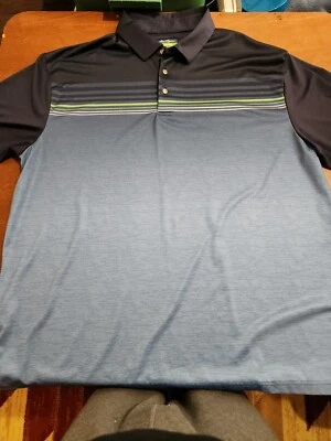 Polo de golf Ben Hogan Performance 2XL XXL para hombre azul verde/azul a rayas usado en excelente estado. GB1 Foto 1 de 4