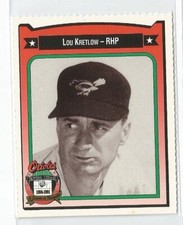 1991 Crown Coca Cola Baltimore Orioles Regional Card Lou Kretlow 1954-1955