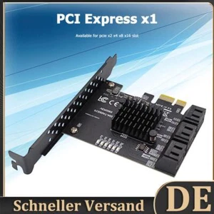 6 Port SATA III PCIe Karte 6 Gbit/s SATA 3.0 auf PCI-e 1X Adapter mit Halterung - Bild 1 von 8