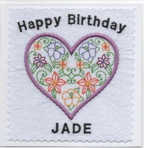 Handgemachte bestickte personalisierte Geburtstagsgrußkarte - Bild 1 von 1