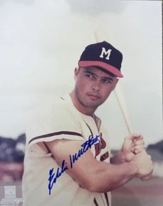 EDDIE MATHEWS MILWAUKEE BRAVES AUTOGRAPHED SIGNED 8X10 PHOTO #2 HOF 1978 - Picture 1 of 1