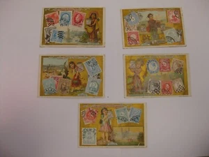 LIEBIG Sammelbilder "Briefmarken" Set 5 Stück - Picture 1 of 13