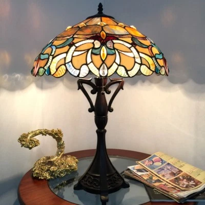 Lámpara de Escritorio Vitral Victoriana Estilo Tiffany 26" T Pantalla 18" UNA DE ESTE PRECIO Foto 1 de 3