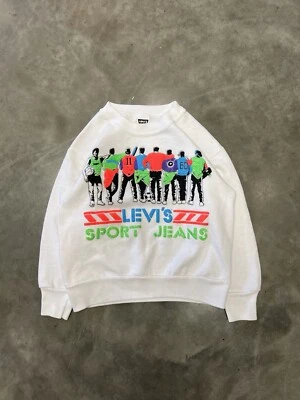 Sudadera De Colección Levi’s Cuello Redondo Deporte Jeans Estampado Abullonado Pequeña Juvenil Hecha en EE. UU. Foto 1 de 4