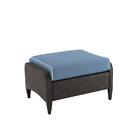Crosley Furniture Wicker Outdoor Ottoman 16"h Fabric Polyester W/cushions Blue