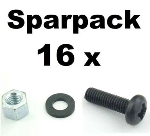 16 Stück Rackschraube M6 x 20 schwarz + Unterlegscheibe + Sechskant Rackmutter - Picture 1 of 4