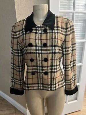 Blazer de Colección Kasper Mezcla de Lana a Cuadros Estampado Estilo Nova 8P Cuello Terciopelo n2 Foto 1 de 4