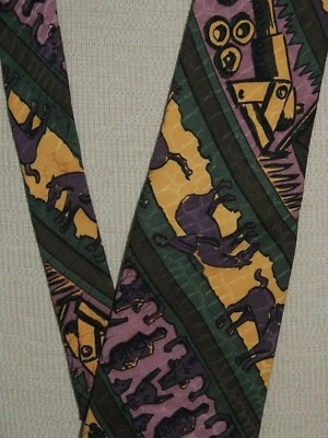 Corbata/Corbata Carlos Falachi 100% Seda Oro Verde Morado 58"x3.75" Industrial Foto 1 de 4