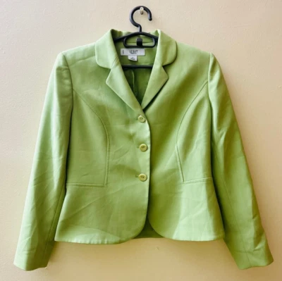 LE Suit Essentials Blazer formal petite verde claro para mujer Manga larga Talla 4P Foto 1 de 4