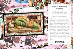 Prayer to the Sleeping St. Joseph - gold trim - Paperstock Holy Card - Picture 1 of 3