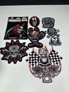 Mixed 8 Patches SKULL SKELETON BONES GRIM REAPER 8 Patch Lot - Picture 1 of 4