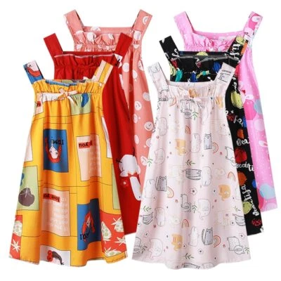 Vestidos femininos 2 6 8 10 anos crianças slip dresses moda fofo multicolorido infantil  - Imagem 1 de 4