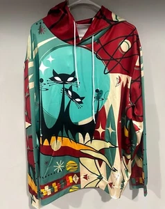 Hoodie Size large cat Sweatshirt Hooded Graphic print space - Picture 1 of 3
